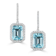 Blue Topaz and Diamond Earrings